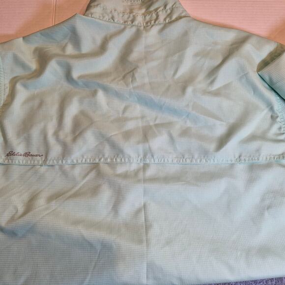 EDDIE BAUER Men ButtonDown Short Sleeve Shirt UPF Protect Moisture Wick Mint XXL - Picture 4 of 6